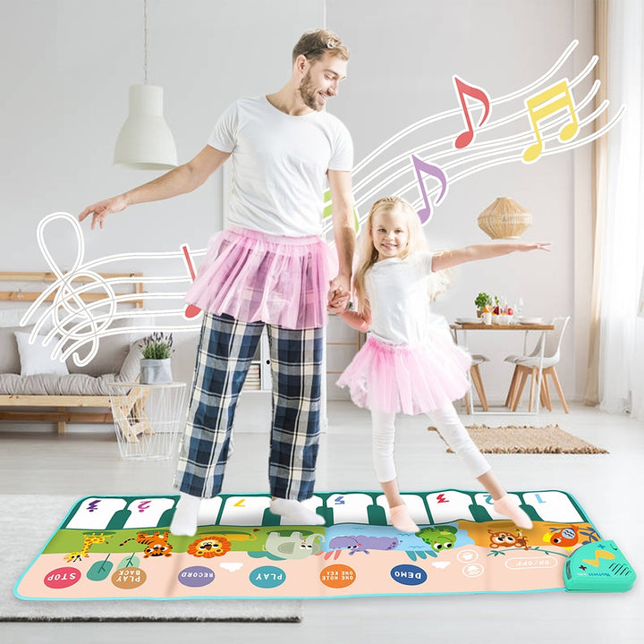Tapete de Atividades com Piano Musical Infantil Animais Azul Baby